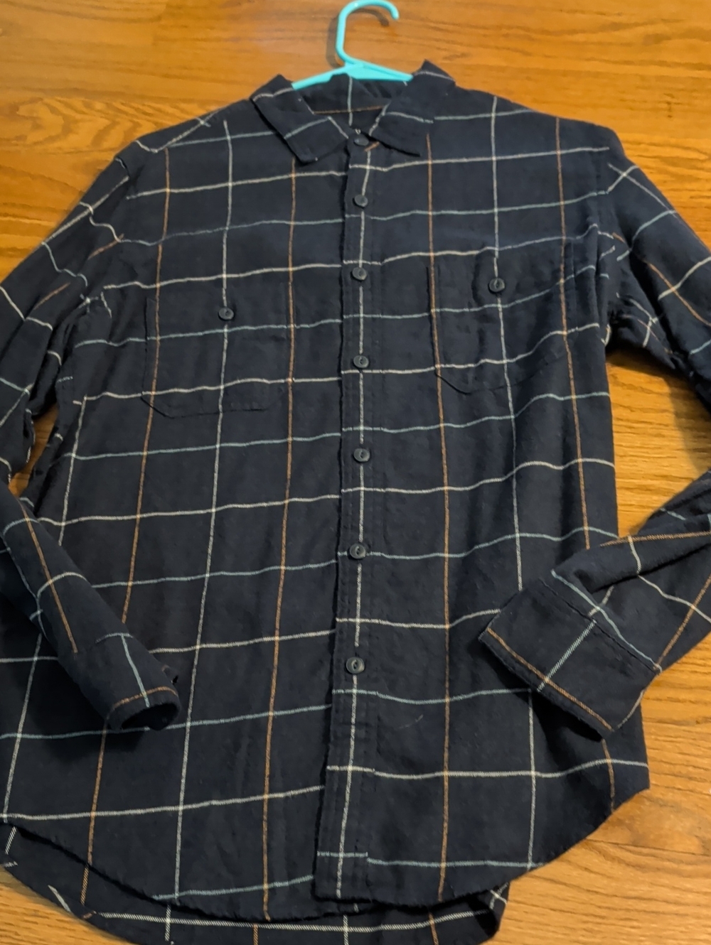 Men's Blue Windowpane Button-Up Shirt